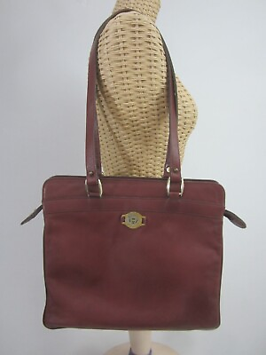 #ad Vtg Etienne Aigner Red Leather Satchel Bag Handbag Shoulder Double Handle Retro $67.49