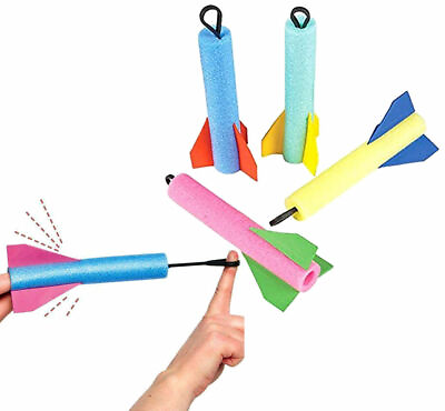#ad 6 Finger Flying Foam Rockets Pinata Toy Loot Party Bag Fillers Childrens Kids GBP 6.99