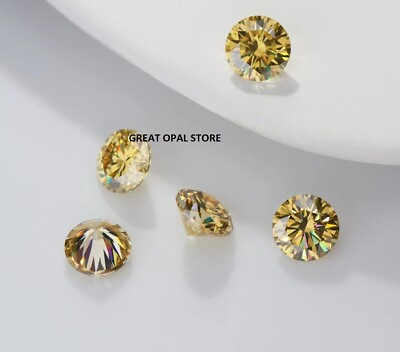 #ad Yellow Color Round Cut Moissanite Loose VVS1 Synthetic gemstone by Excellent Cut $55.79