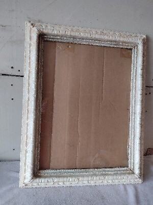 #ad Shabby Chic Wood Carved Picture Frame White Large 19 X 14 $45.00