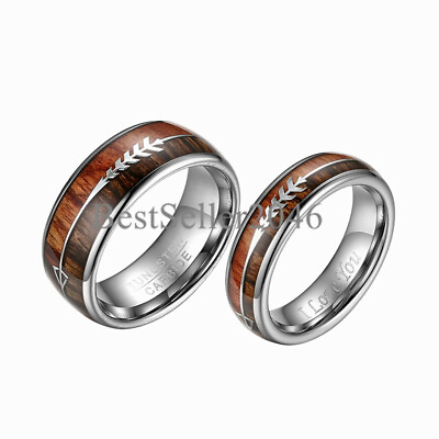 #ad 6 8mm Men Women Tungsten Carbide Ring Inlay with Arrow Wedding Band Comfort Fit $13.99
