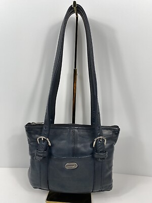 #ad Silver Star Glove Leather Dark Blue Leather Lined Shoulder Bag $44.95
