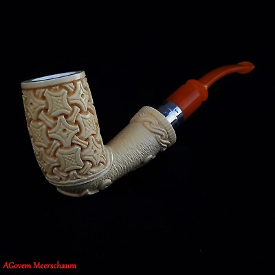 #ad AGovem Ornament Handcarved Block Meerschaum Smoking Tobacco Pipe Silver AGM 1762 $269.00