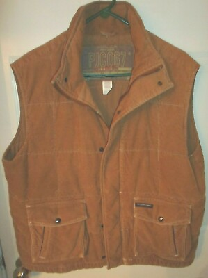 #ad Ralph Lauren Polo Jeans Co M Vintage Tan Corduroy Field Vest Full Zip Snap Front $49.98