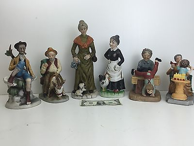 #ad Lot of 6 Large Porcelain Bisque Style Figurines of Elderly People $49.00