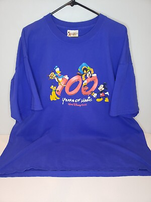 #ad Vintage Disney Walt Disney World 100 Years of Magic T Shirt Adult Size XL Blue $19.99