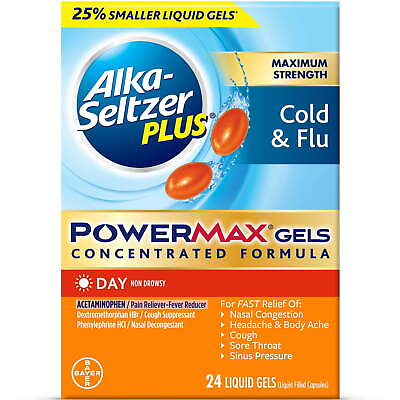 #ad Alka Seltzer Plus Maximum Strength Powermax Cold amp; Flu Day Liquid Gels 24 Ct $28.87
