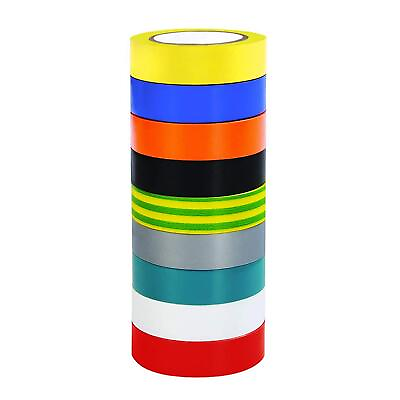 #ad 9 Roll Multicolor Electrical Tape 0.67 Inch 65.62 Feet Utility PVC Insulatio... $28.31