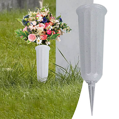 #ad #ad Flower Vase T shape Detachable Plastic Outdoor Cemetery Vases with Spike $7.54