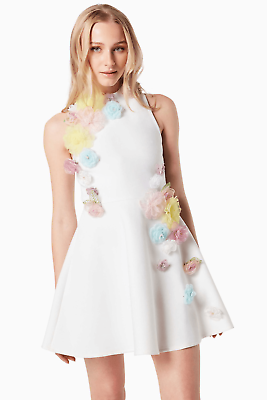 #ad ELLIATT Lyrics 3D flowers White Dress bridal bachelorette party size S NWOT$299 $180.00