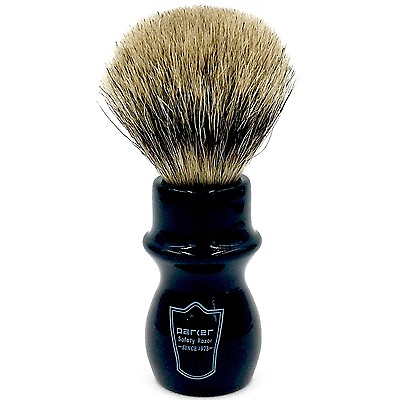 #ad Black Handle Deluxe 100% Pure Badger Mug Shaving Brush from Parker Safety Razor $35.85