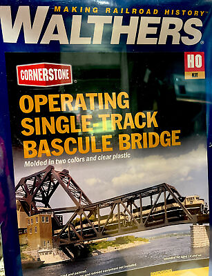 #ad Operating Single Track Railroad Bascule Bridge Kit Walthers 933 3070 HO Scale $149.99