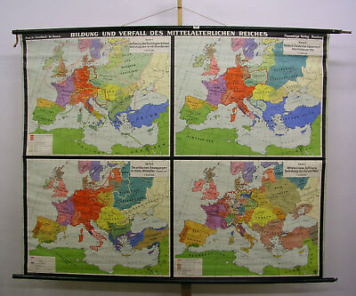 #ad Schulwandkarte Wall Map Beautiful Education Decay German Reiches 205x164 1957 $236.58
