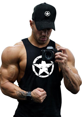 #ad Men#x27;s Workout Gym Tank Tops Muscle Tee Bodybuilding Fitness Sleeveless T Shirts $25.99