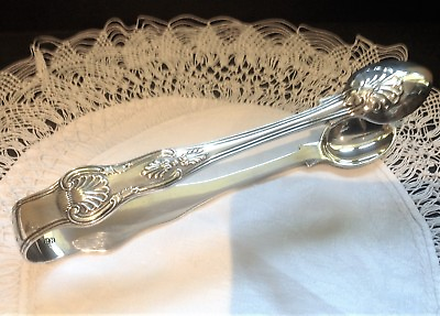 #ad Victorian Kings pattern silver tongs Henry Holland London 1870 GBP 75.00