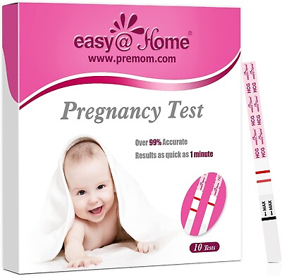 #ad Easy@Home Pregnancy Test Strips Kit: 10 Pack HCG Test Strips $5.49