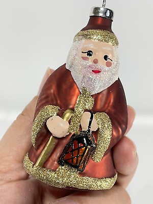 #ad 3quot; Santa with Lantern Glass Christmas Ornament $8.86