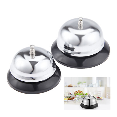 #ad 1Pc Stainless Steel Table Call Bell Hotel Counter Reception Ringing Bell Service $8.81