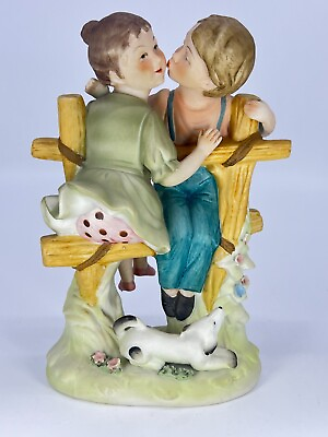 #ad Sweet Vintage Norleans Japan Figurine boy amp; girl kiss on cheek First Love Kids $29.00