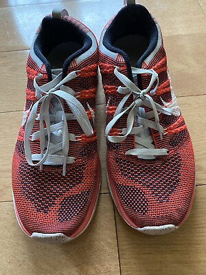 Nike Women Shoe Flyknit 9 Athletic Running Sneaker Red Walking $20.99