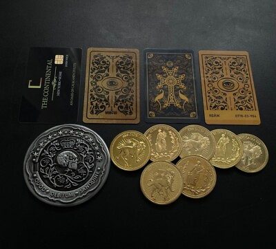 #ad Continental Gold coin card set John wick coin Blood oath marker prop Tarasov $5.99