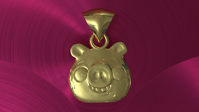#ad Solid 14K Yellow Gold Pig Smile Charm Pendant $263.00