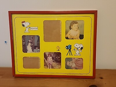 #ad Vtg Snoopy Montage Picture Frame Collage Woodstock Peanuts 1965 Unused 11 x 14 $29.95