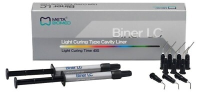 #ad Dental BINER LC Light Curing Type Cavity Liner 2 x 2gm Syringe Pack by META $28.49