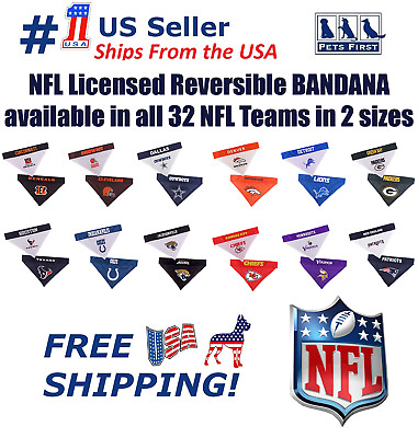 #ad Pets First NFL Dog Bandana Licensed Reversible Pet Bandana 2 sided Bandana $14.99