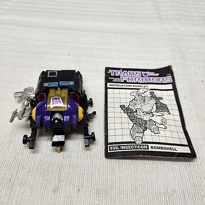 #ad Bombshell 1985 G1 Transformers Rhinoceros Beetle Action Figure With Weapon Inst $20.00