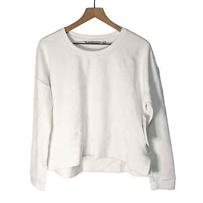 Athleta Womens Crew Neck Modern Sweatshirt Size M Bright White Long Sleeve NWT $56.55