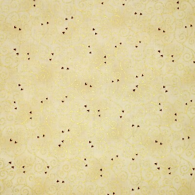 #ad Christmas Fabric Stof Amazing Stars Gold Vine Sprawl on Beige By the Yard $10.98