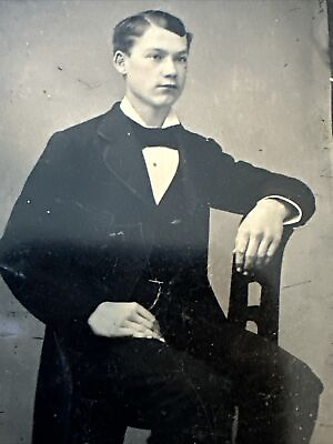 #ad Tintype 1860#x27;s Victorian Era Photograph Young Boy In Suit $12.99
