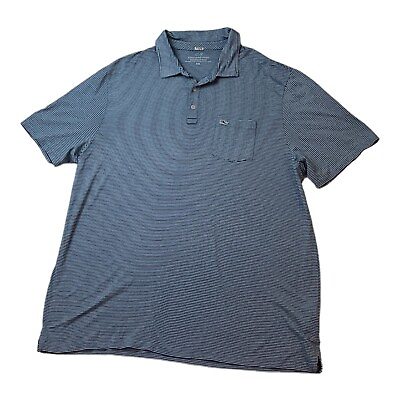 #ad Vineyard Vines Polo Golf Shirt Stretch Striped Blue Men#x27;s Size 2XL $19.97