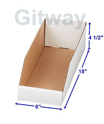 #ad 50 6quot; x 18quot; x 4 1 2quot; Corrugated Cardboard Open Top Storage Parts Bin Bins Boxes $64.32