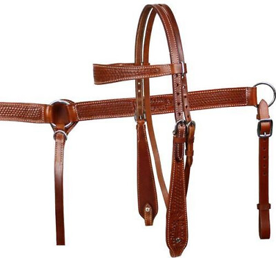 #ad Western Saddle Horse Tooled Leather Tack Set Bridle Headstall Breast Collar $70.92