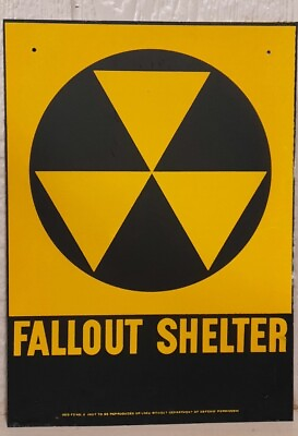 Vtg Original 1960s Fallout Shelter Sign NOS New old Stock Minor Imperfections $29.50
