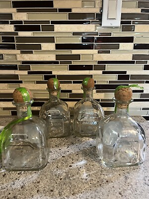 #ad Lot of 4 Patron Silver Tequila Empty Bottles Corks 750ml $37.99