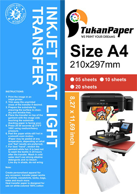 #ad Inkjet Color Light Iron Transfer Paper 8.3quot;x11.7quot; A4 Size 10 Sheets Heat Press T $9.99