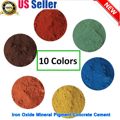 #ad 10 Colors 4 16oz Iron Oxide Mineral Pigment Concrete Cement Lime Powder Colorant $8.48
