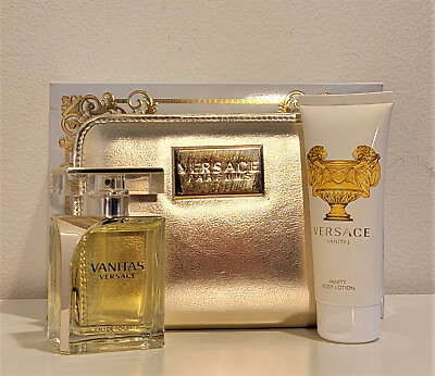 #ad 3pc Set Versace Vanitas 3.4 oz Edt 3.4oz body lotion purse perfume for women $136.00