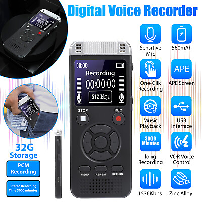 #ad Rechargeable Digital Voice Activated Recorder Audio Sound Dictaphone MP3 Player $28.48
