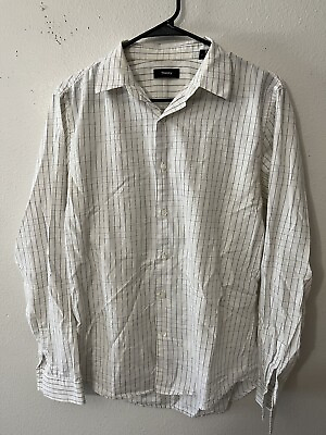 Theory Men’s Small Long sleeve button up shirt plaid check white $13.59
