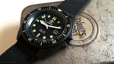 #ad Cooper Submaster Royal Navy SBS Military Divers Watch all Black pvd finish GBP 94.99