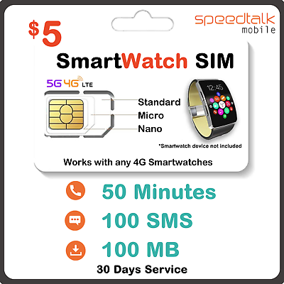 Smart Watch SIM Card Kit 4G Smartwatch Fitness Activity Tracker Talk Text Data $5.00