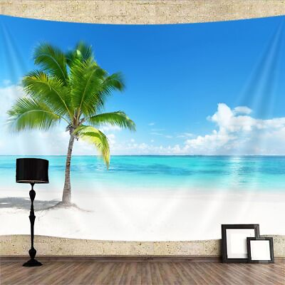 #ad Ocean Beach Extra Large Tapestry Wall Hanging Art Nature Background Fabric $30.15
