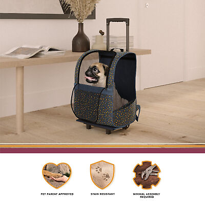 #ad Pet Travel Carrier Trolley with Shock Absorbent Wheels Breathable Mesh Opening $35.99
