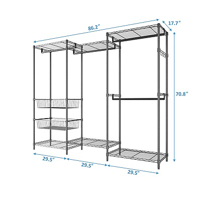 #ad Metal Closet Storage Shelf Clothes Organizer Heavy Duty Garment Adjustable Rack $155.28