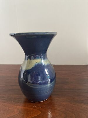 #ad Studio pottery vase Blue Tones Signed by Artist $17.25