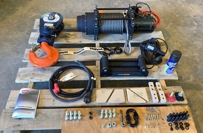 #ad HEAVY DUTY MILITARY WINCH KIT FORCE PROTECTION 18K WINCH W SNATCH BLOCK $5000.00